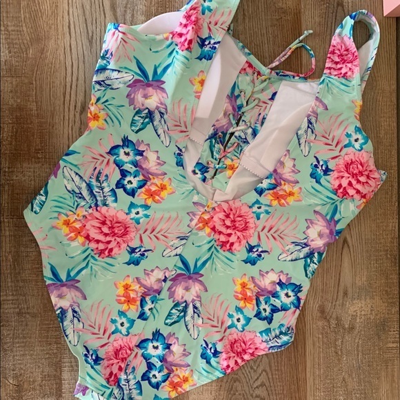 NWOT B. YOU Lace-Up 1PC Swimsuit - Picture 5 of 6